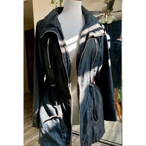 Black zip-up utility jacket